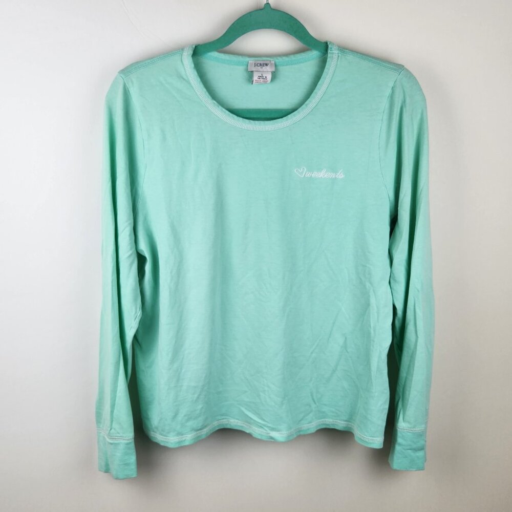 J. Crew Factory Soft Cotton Jersey Weekends Pajama Shirt Turquoise Blue sz L